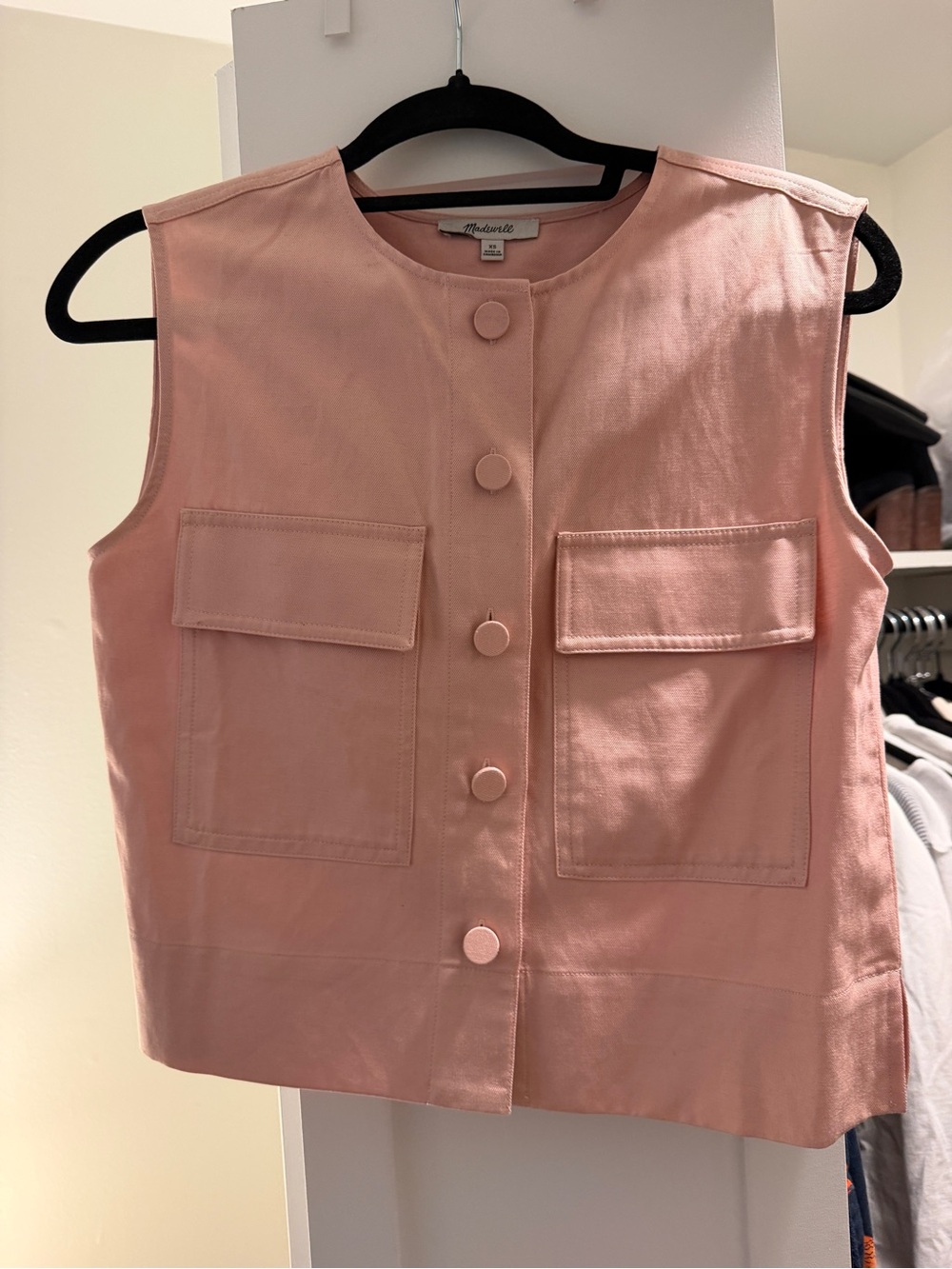 Madewell Blush Pink Button-Front Vest